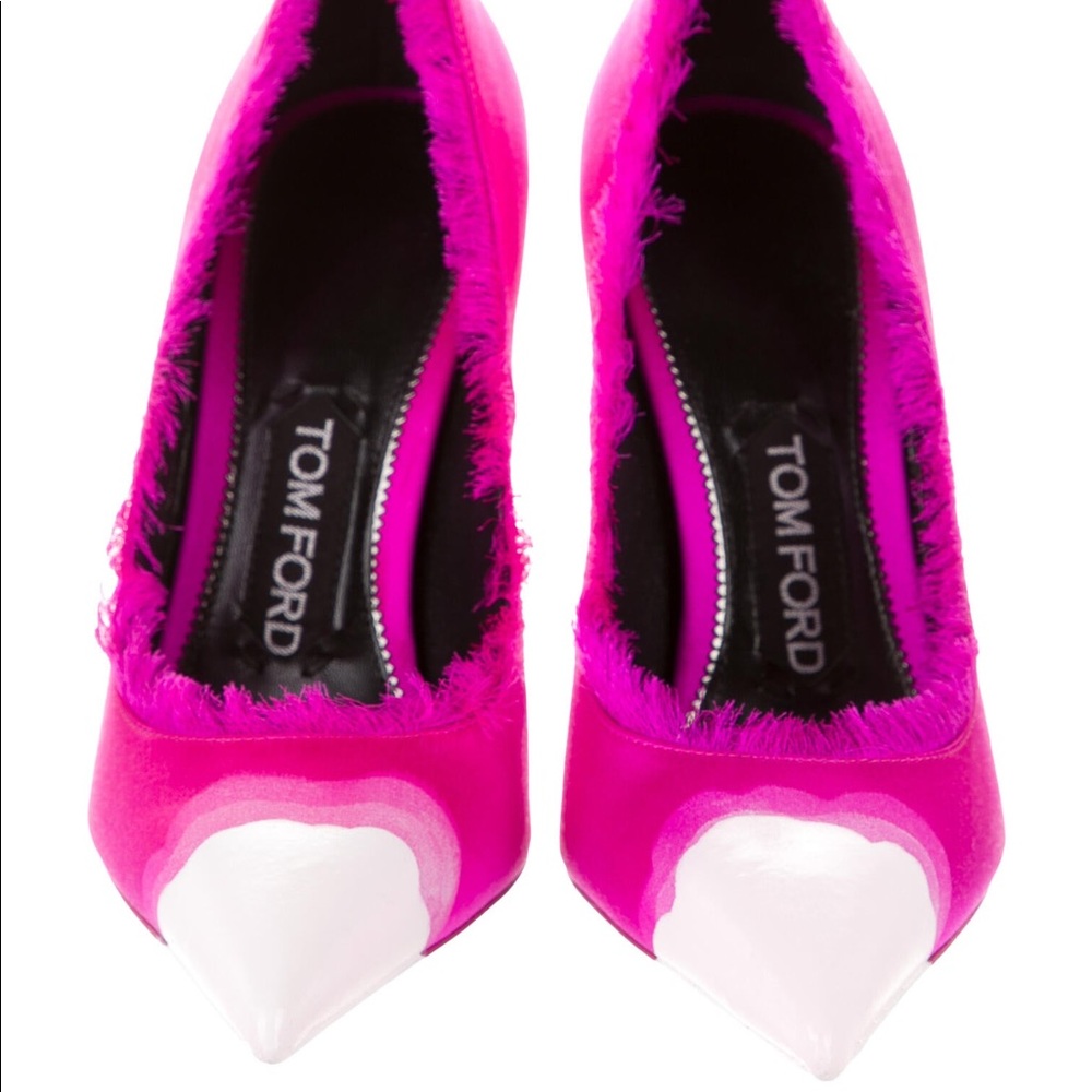 Tom Ford Pink and white Fringe Pumps